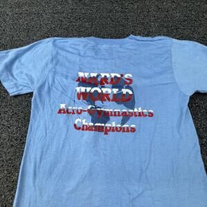 Vtg Screen Stars Shirt Boys 14-16 Blue Nard's World Acro-Gymnastics Champions